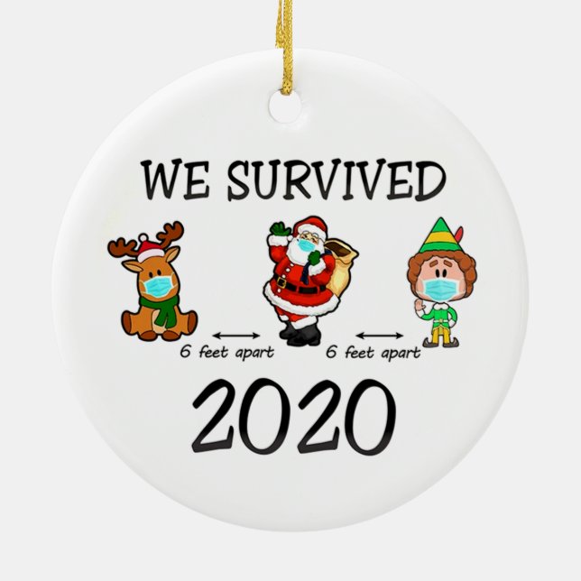 Wir haben 2020 Weihnachten überlebt Keramik Ornament (Hinten)