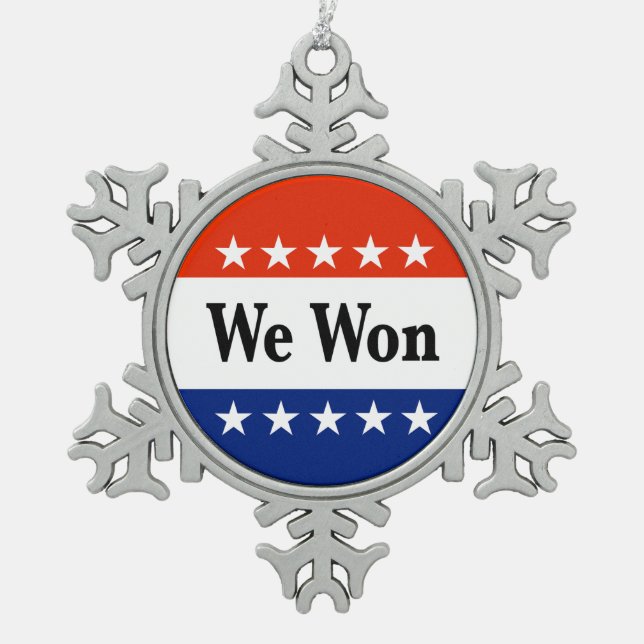 Wir haben 2026 Wahlen gewonnen Schneeflocken Zinn-Ornament (Vorderseite)