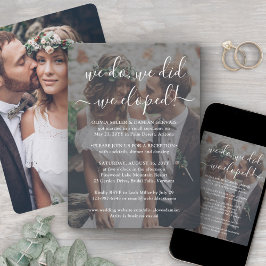 Wir haben 2 Foto Overlay Hochzeitsempfang Weiß Einladung