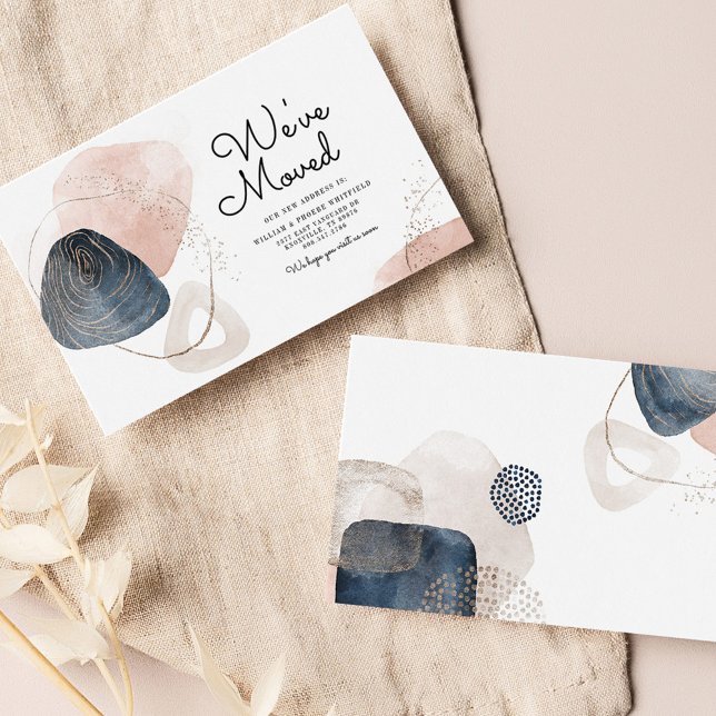 Wir haben Abstrakt neue Adresse verschoben Visitenkarte (Moving Announcement Abstract Pattern Chic)