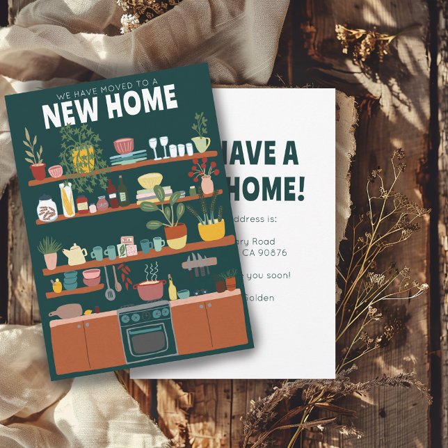 Wir haben Adresse ändern Niedliche Küche Art Einladung (We Have Moved Address Change Cute Kitchen Art Illustration Invitation
)