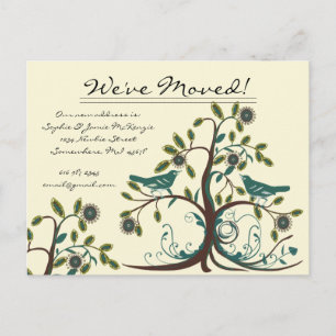 Wir haben Aquamarine Vintage Vögel in einem Baum b Ankündigungspostkarte