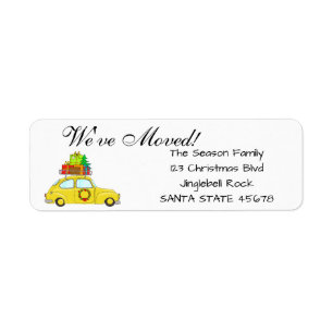 Wir haben Auto, Baum und Geschenke Weihnachtslabel