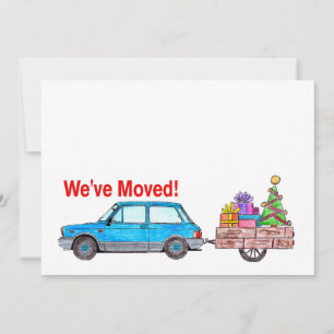 Wir haben Auto und Baum Weihnachtskarte verschoben Feiertagskarte