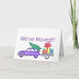 Wir haben Auto und Baum Weihnachtskarte verschoben Feiertagskarte