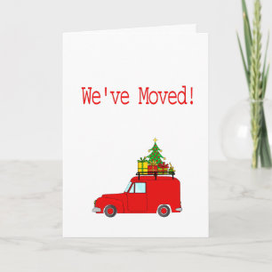 Wir haben Auto und Baum Weihnachtskarte verschoben Feiertagskarte