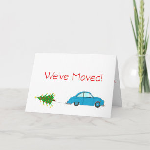 Wir haben Auto und Baum Weihnachtskarte verschoben Feiertagskarte