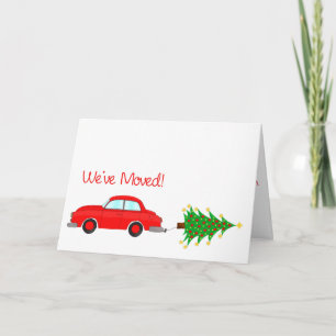 Wir haben Auto und Baum Weihnachtskarte verschoben Feiertagskarte
