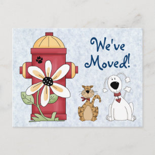 Wir haben bewegliche Mitteilung bewegt Ankündigungspostkarte