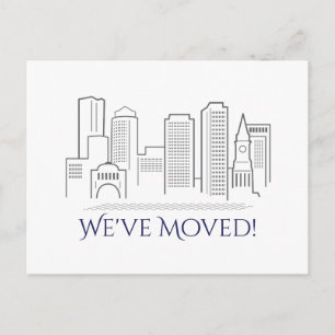 Wir haben Boston-Stadt-Skyline bewegt Ankündigungspostkarte