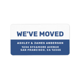 Wir haben Classic Blue White New Address verschobe Adressaufkleber