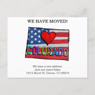 Wir haben Colorado-Staaten bewegt Ankündigung  Postkarte