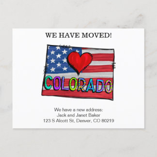 Wir haben Colorado-Staaten bewegt Ankündigung Postkarte