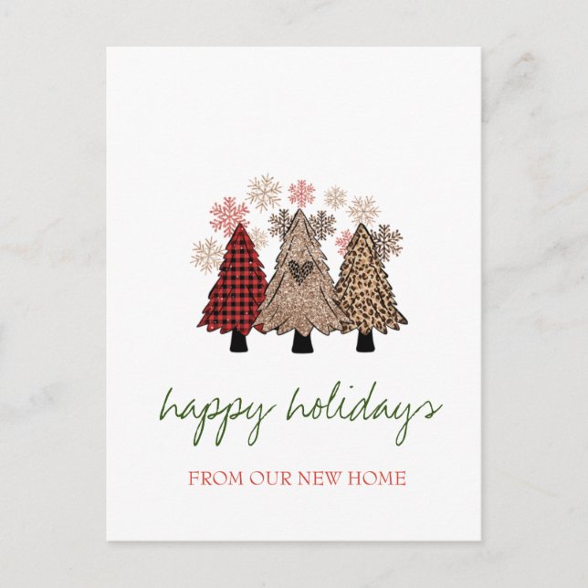 Wir haben Coole Weihnachtsbäume umgezogen Ankündigungspostkarte (Vorderseite)