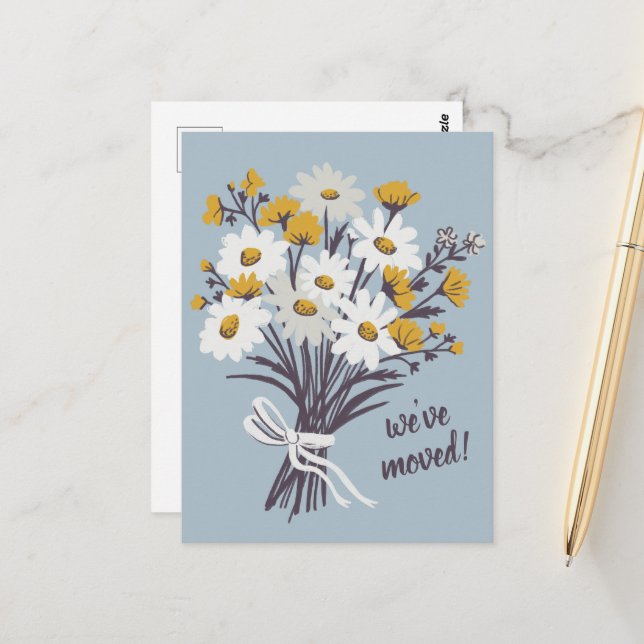 Wir haben Daisy Bouquet neue Zuhause-Adresse änder Postkarte (Vorderseite/Rückseite Beispiel)