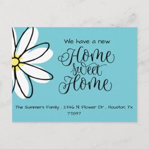 Wir haben Daisy New Address Announcement blau vers Ankündigungspostkarte