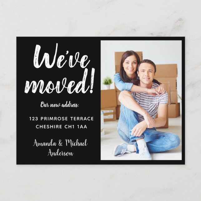 Wir haben das Foto "Adresswechsel" modernisiert Ankündigungspostkarte (Vorderseite)