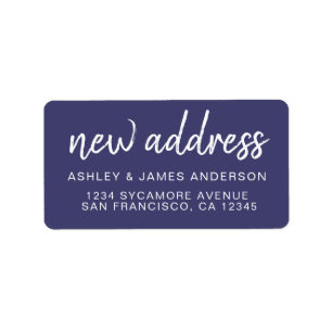 Wir haben das neue Label "Navy Blue New Address" v Adressaufkleber