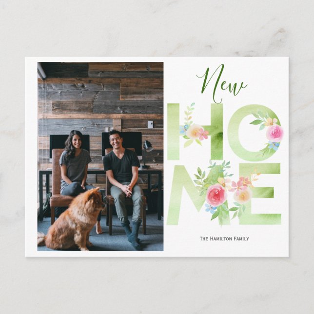 Wir haben das neue Zuhause-Foto Personalisiert ver Postkarte (Vorderseite)