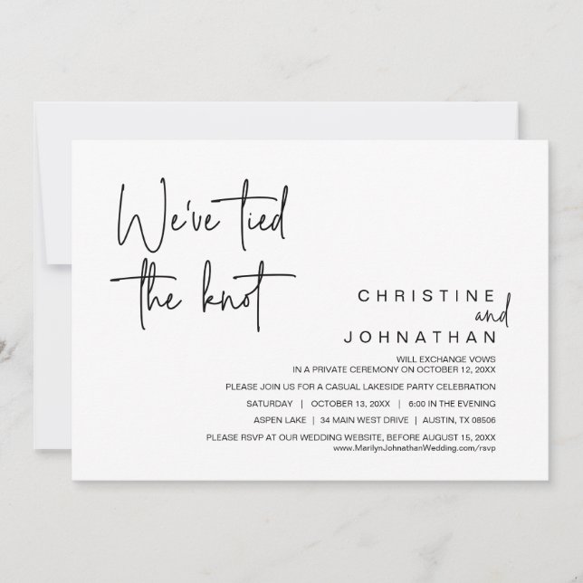 Wir haben das Party des Knotens, der Hochzeitsfeie Einladung (Vorderseite)