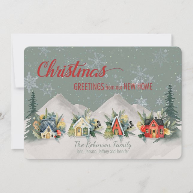 Wir haben das Weihnachtsdorf verschoben Karte (Vorderseite)
