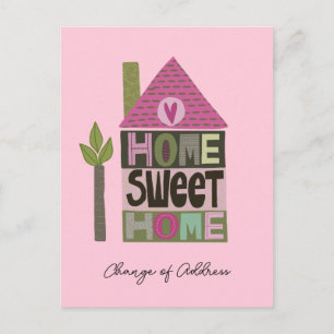 Wir haben den Adressenwechsel in skurrilen Schrift Postkarte