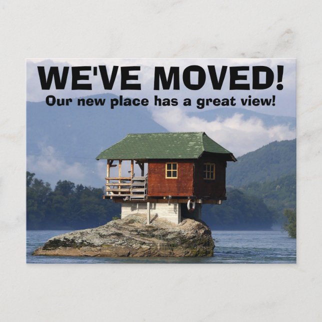 Wir haben den Adresswechsel auf der Postkarte vers (Vorderseite)