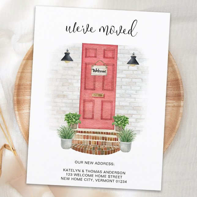 Wir haben den Adresswechsel der roten Tür in Aquar Ankündigungspostkarte (Von Creator hochgeladen)