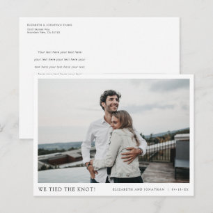 Wir haben den Knoten getippt! Hochzeit des moderne Ankündigungspostkarte