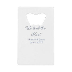 wir haben den Knoten Namen Hochzeit Verlobungsdatu Geldbeutel Flaschenöffner