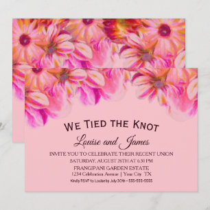 Wir haben den Knoten rosa Blumen Hochzeitsempfang Einladung