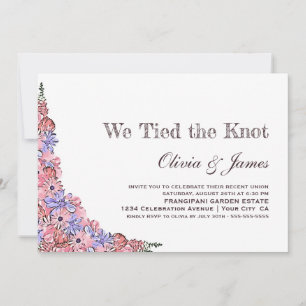 Wir haben den Knoten rosa Blumen Hochzeitsempfang Einladung