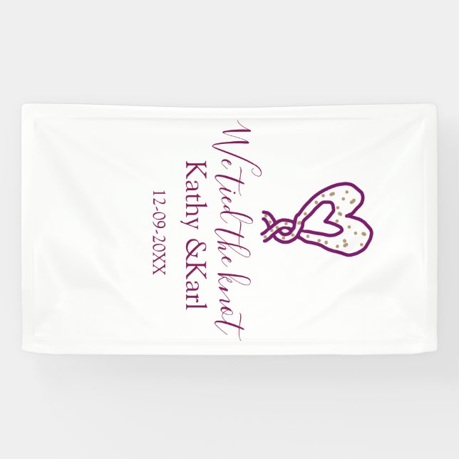 Wir haben den Knoten rosa Herz Knoten Name Datum R Banner (Horizontal)