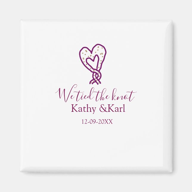 Wir haben den Knoten rosa Herz Knoten Name Datum R Magnet (Vorne)