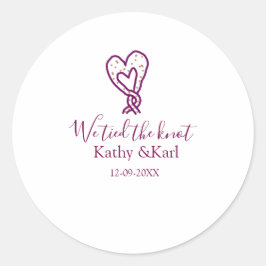 Wir haben den Knoten rosa Herz Knoten Name Datum R Runder Aufkleber