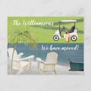 Wir haben den Ocean Beach Golf Move verschoben Ankündigungspostkarte