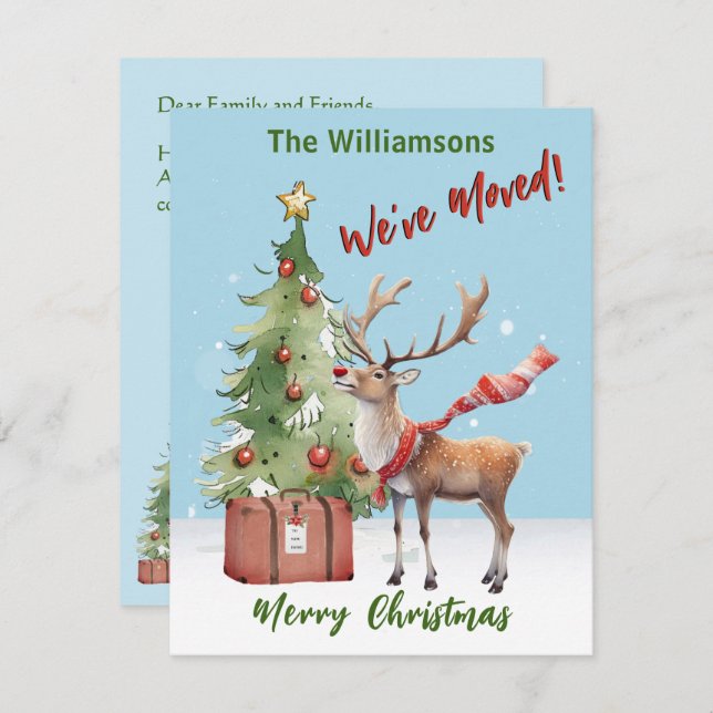 Wir haben den Weihnachtsbaum der Rentiere umgezoge Ankündigung (Vorne/Hinten)