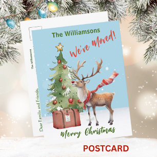 Wir haben den Weihnachtsbaum der Rentiere umgezoge Ankündigungspostkarte