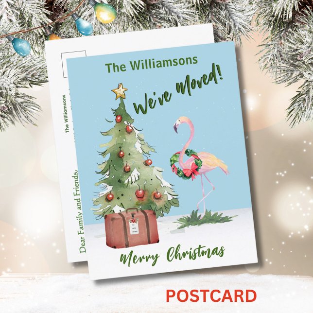 Wir haben den Weihnachtsbaum der Rentiere umgezoge Ankündigungspostkarte (Von Creator hochgeladen)