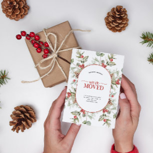 Wir haben den Winter Pine Red Berry verschoben Ankündigungspostkarte