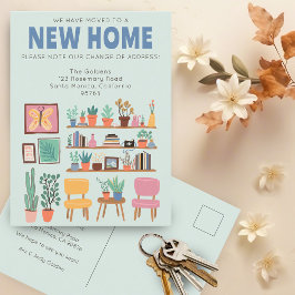 Wir haben die Adresse ändern Niedlichen Wohnzimmer Postkarte