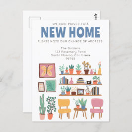 Wir haben die Adresse ändern Niedlichen Wohnzimmer Postkarte