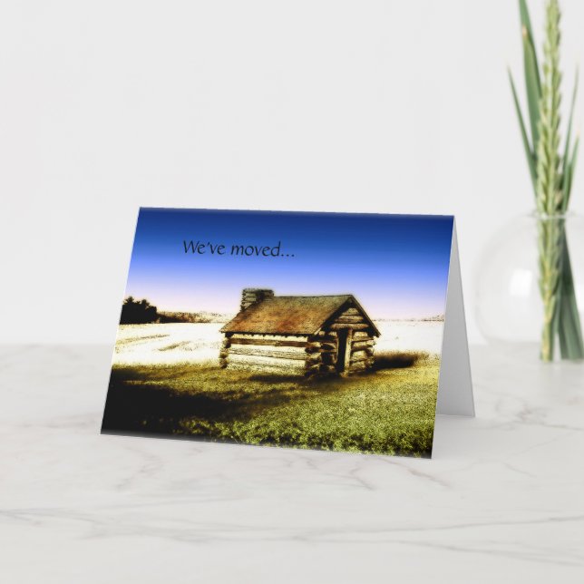 Wir haben die alte Log-Kabine-Karte verschoben Ankündigung (Vorderseite)