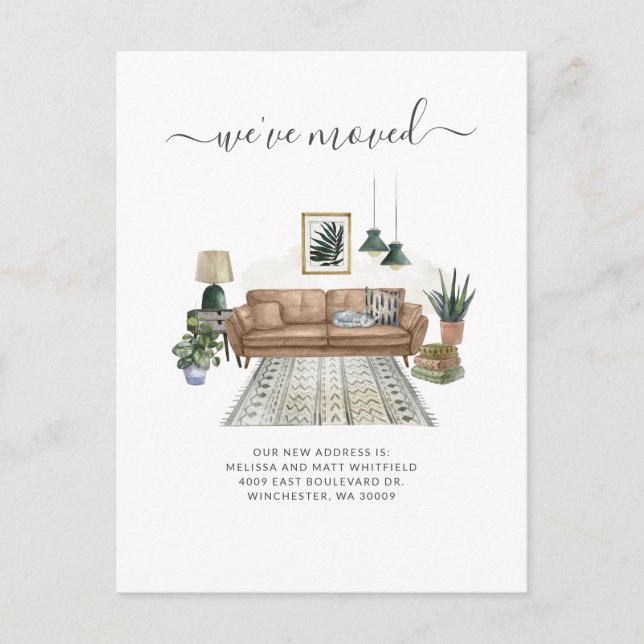 Wir haben die Ankündigung "Adresswechsel" verschob Postkarte (Vorderseite)