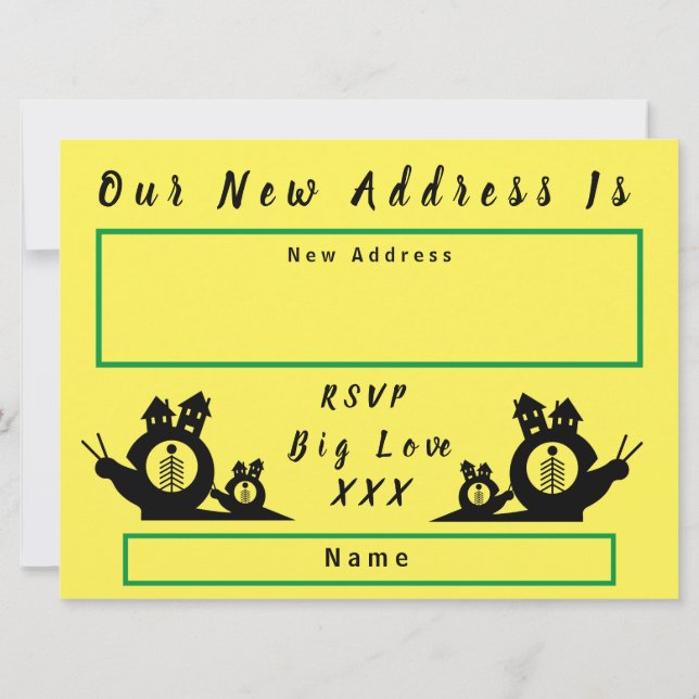 Wir haben die Ankündigung, das Schneckenhaus zu we Ankündigung (Rückseite)