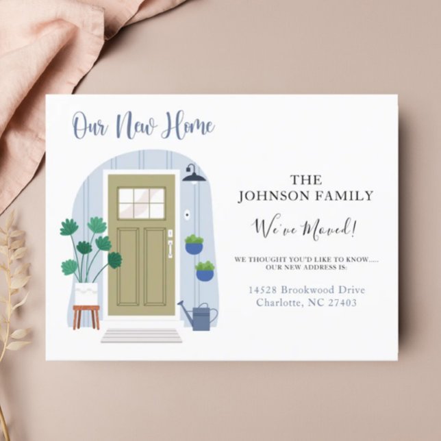 Wir haben die Ankündigung der grünen Aquarelltür v Postkarte (Von Creator hochgeladen)