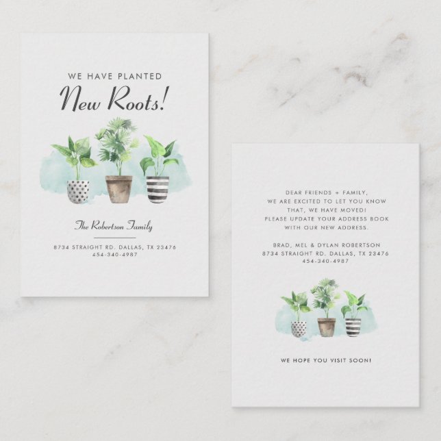 Wir haben die Ankündigung "New Roots Moving" versc (Vorne/Hinten)