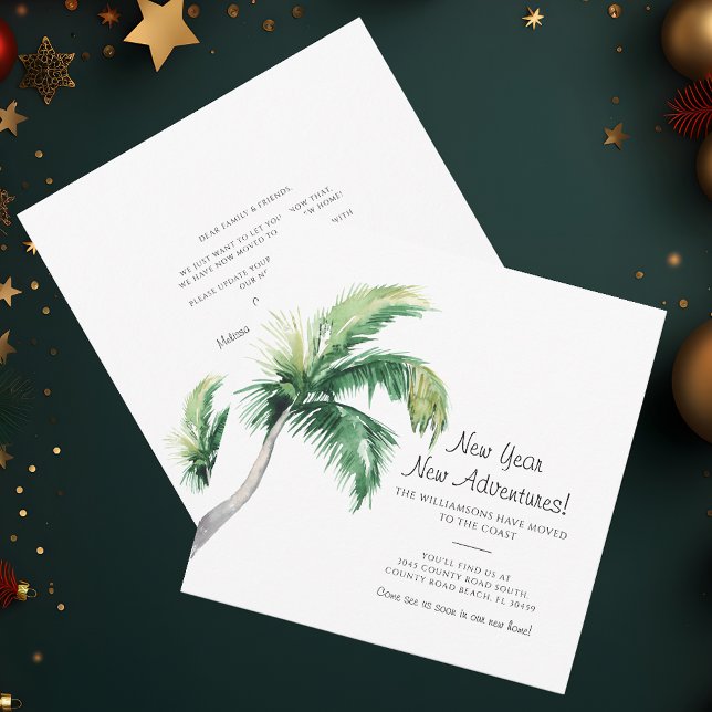 Wir haben die Ankündigung über das neue Jahr versc (Christmas Holidays Family Moving Announcement Palm Tree Beach House)