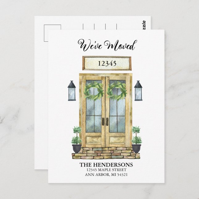 Wir haben die Ankündigung über die Wasserfarbentür Postkarte (Vorne/Hinten)