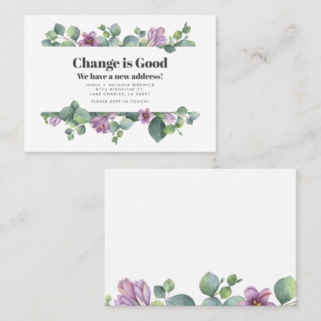 Wir haben die Ankündigung "Umzug der Eukalyptus-Ad (Vorne/Hinten)